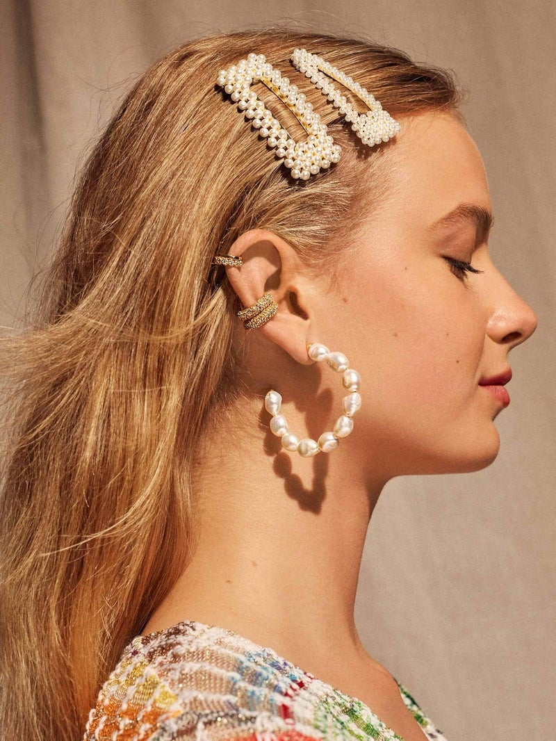 KCHIES Pearl Hair Clips Gold Snap Hairpins Alligator Barrettes Women Girls Wedding Headpiece Her Valentines Outfit Decor Accessories Back School Motherâ€™s Day Gift Large - Image 3